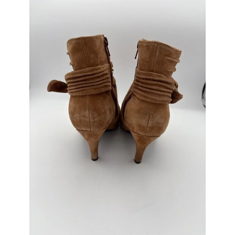 Womens Bijou New York Leather & Man-Made Materials Ankle Boots Size 7.5W Brown M